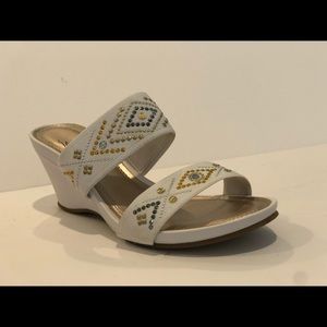 Impo, Verna, white studded stacked slide.